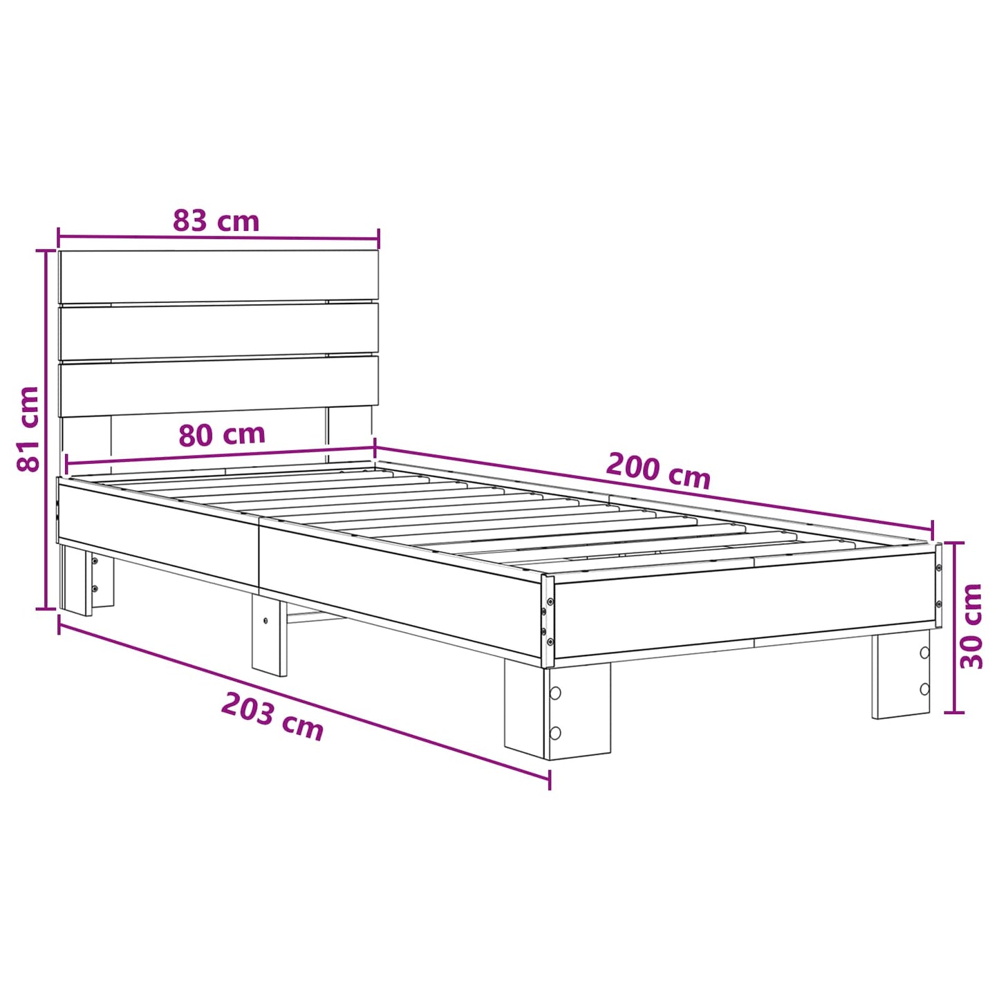 Bed Frame with Headboard Artisan Oak 80 x 200 cm