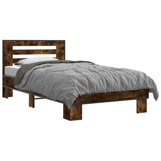 Bed Frame with Headboard Smoked Oak 80 x 200 cm Engineered Wood Bed Frame with Headboard Smoked Oak 80 x 200 cm Engineered Wood