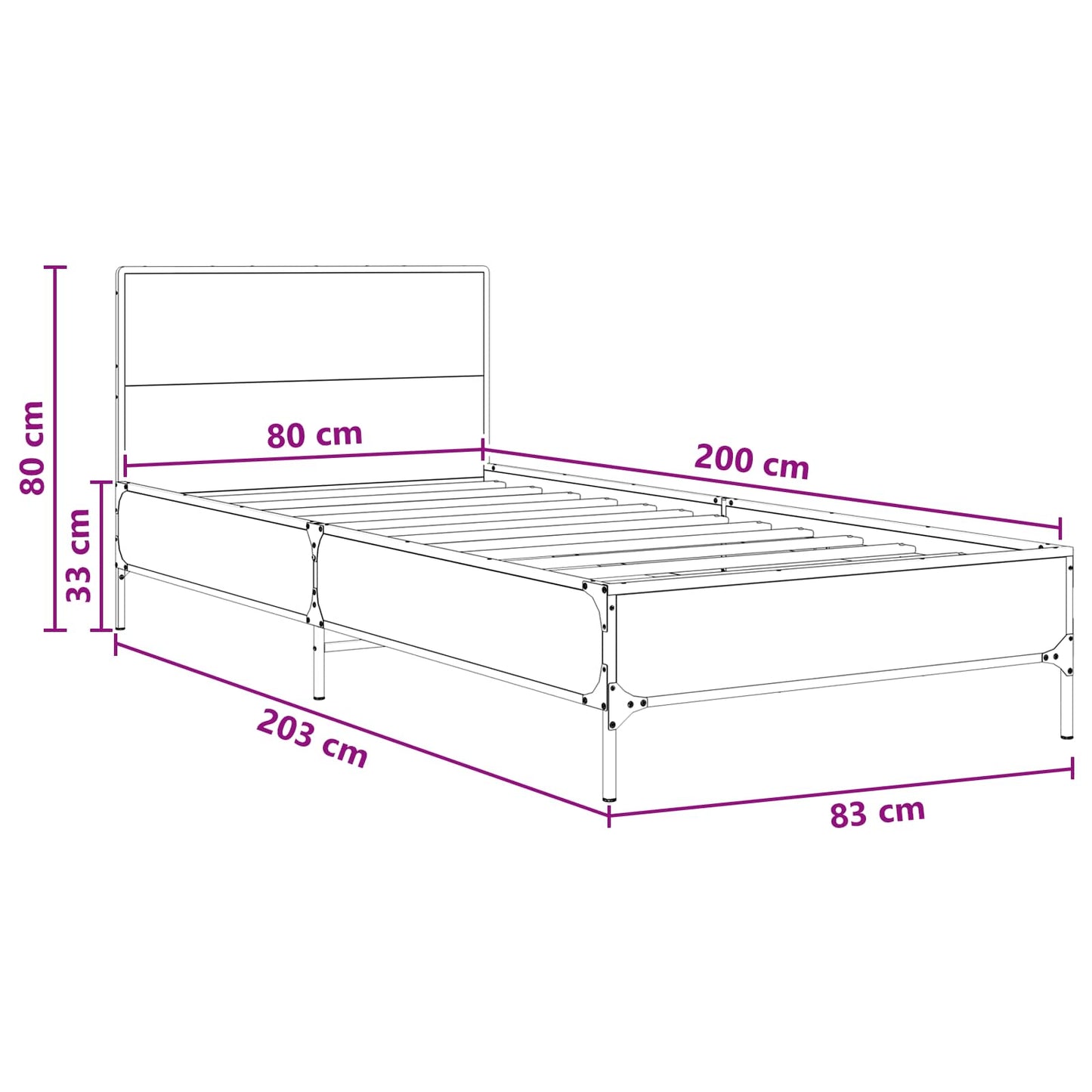 Bed Frame with Headboard Smoked Oak 80 x 200 cm Engineered Wood