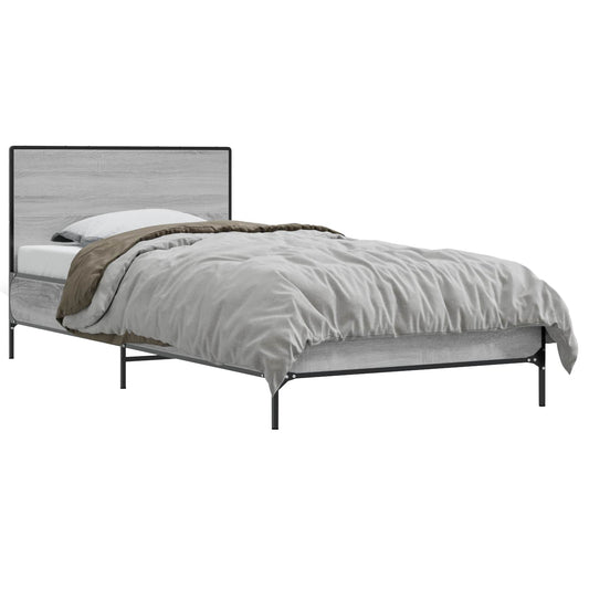 Bed Frame with Headboard Grey Sonoma 80 x 200 cm Bed Frame with Headboard Grey Sonoma 80 x 200 cm