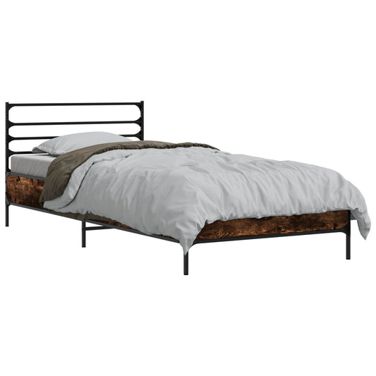 Bed Frame Smoked Oak 80 x 200 cm Engineered Wood Bed Frame Smoked Oak 80 x 200 cm Engineered Wood