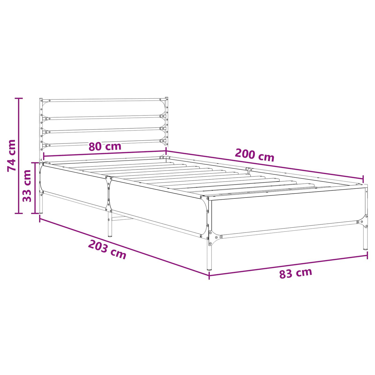 Bed Frame Artisan Oak 80 x 200 cm Engineered Wood