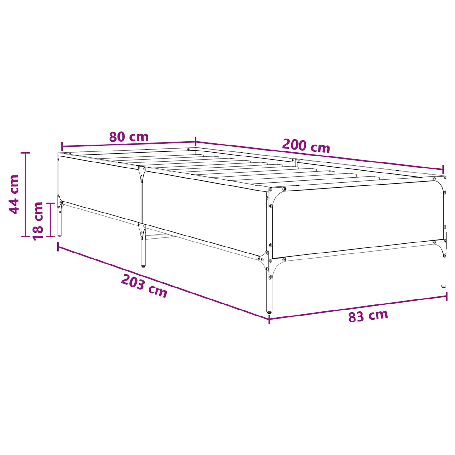Bed Frame Old Wood 80 x 200 cm Engineered Wood