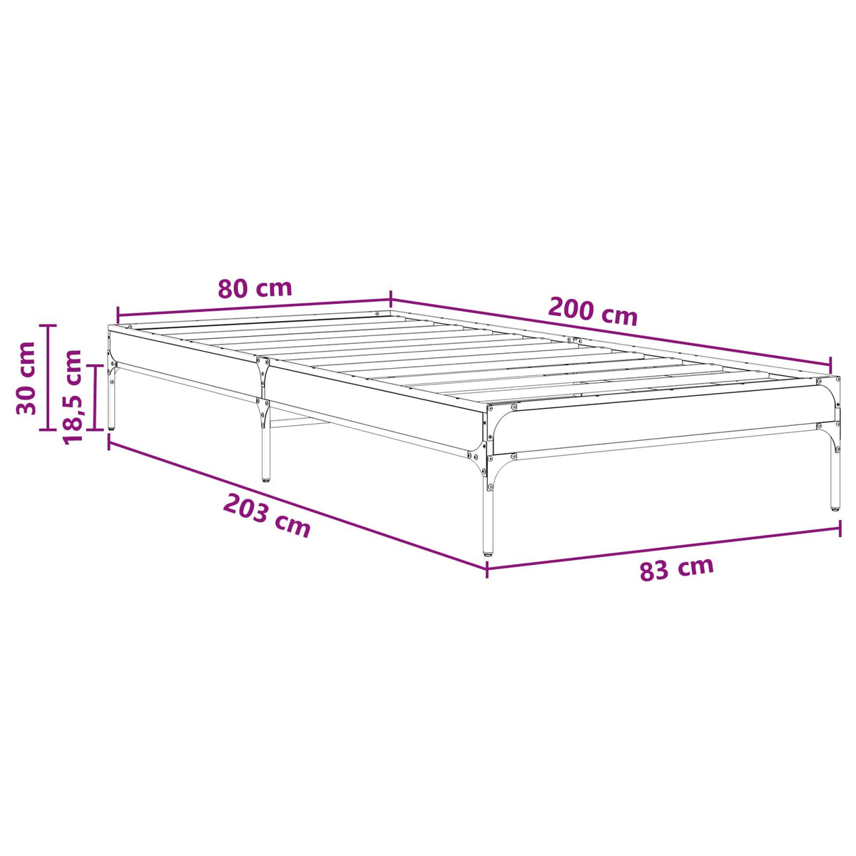 Bed Frame Artisan Oak 80 x 200 cm Engineered Wood