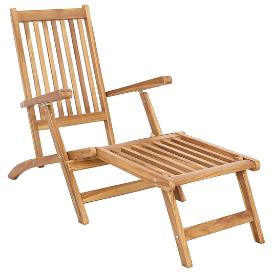 Folding Deck Chair Natural Solid Teak Wood Folding Deck Chair Natural Solid Teak Wood