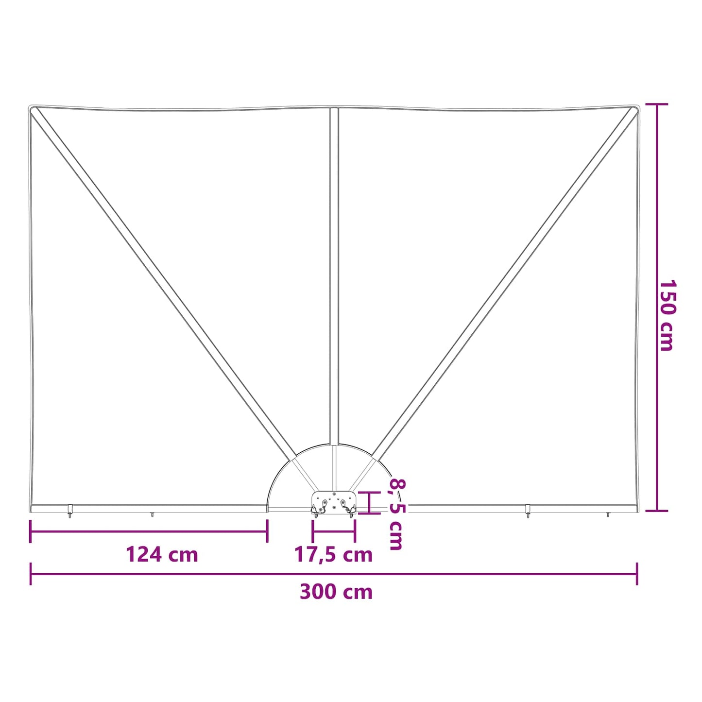 Balcony Privacy Screen 150 x 300 cm Polyester Rectangular