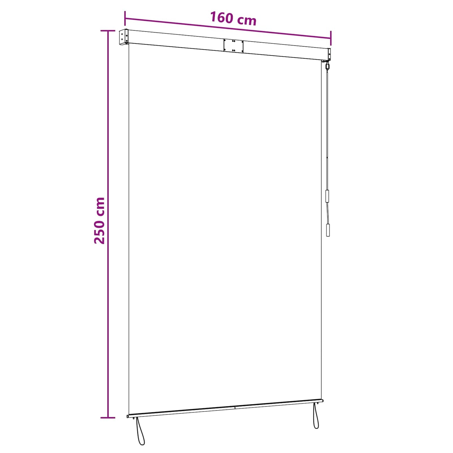 Roller Blind Black 160 x 250 cm Fabric and Aluminum