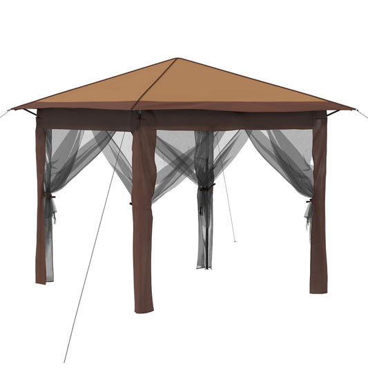 Gazebo with 4 Sidewalls 2.6 x 2.6 m Beige and Brown Gazebo with 4 Sidewalls 2.6 x 2.6 m Beige and Brown