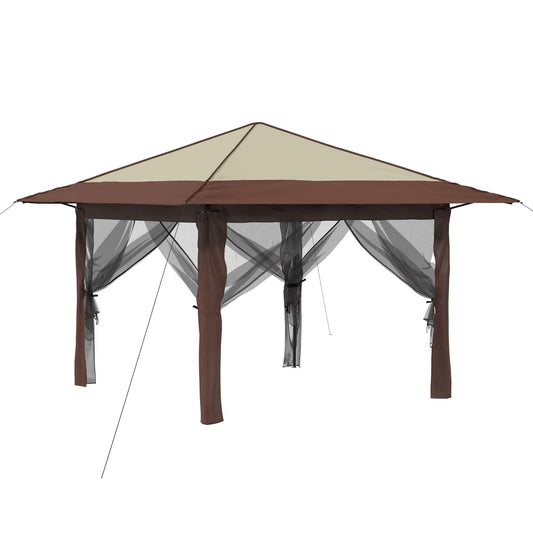 Gazebo with 4 Sidewalls Cream and Brown Gazebo with 4 Sidewalls Cream and Brown