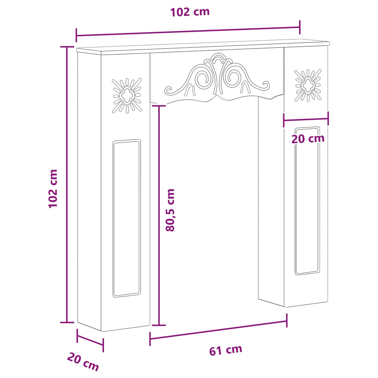 Fireplace Surround Old Wood 102 x 20 x 102 cm Engineered Wood