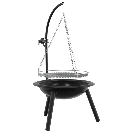 Fire Pit with Adjustable Grill Grate ⌀55.5 x 107.5 cm Steel Fire Pit with Adjustable Grill Grate ⌀55.5 x 107.5 cm Steel