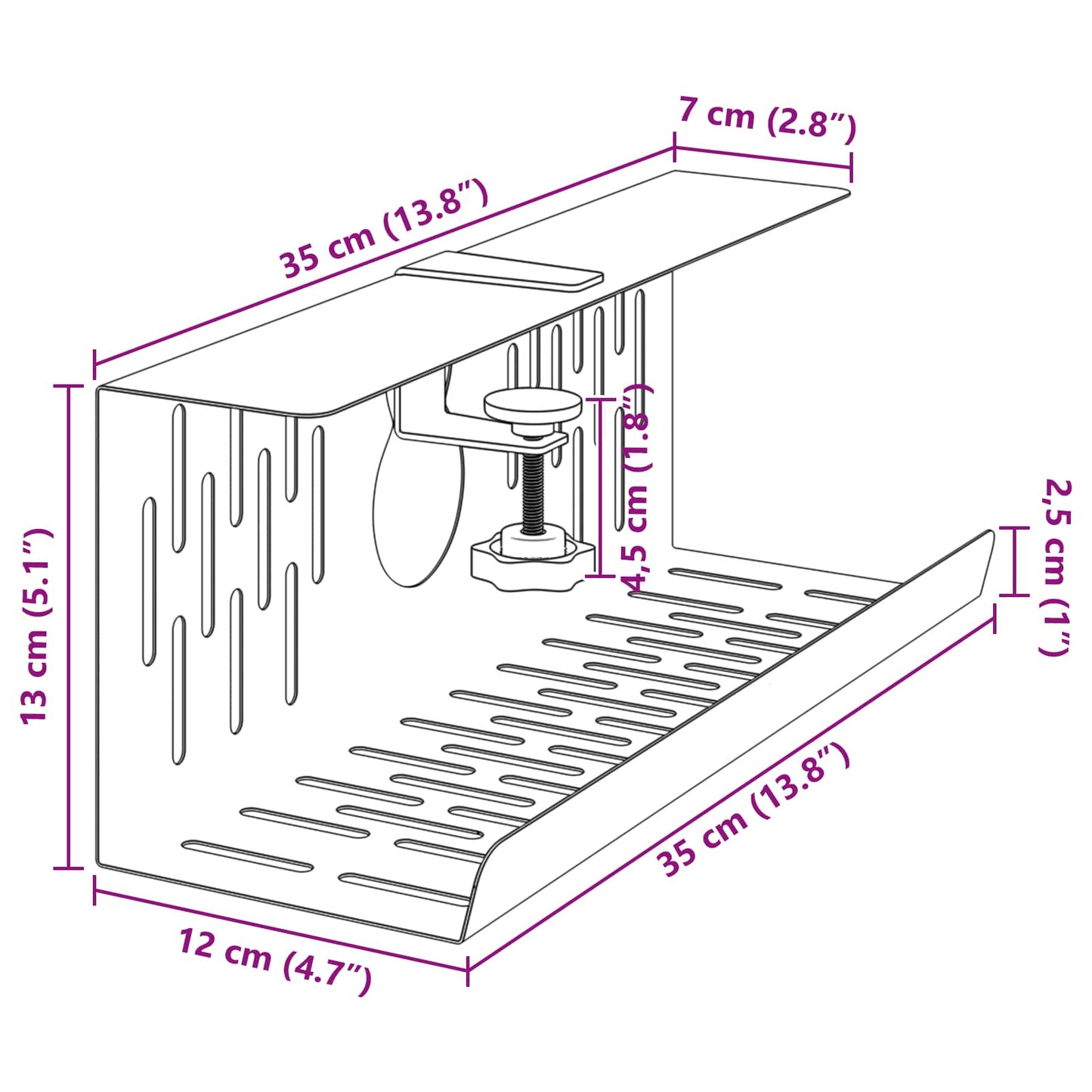Under Desk Cable Management Tray 2 pcs Anthracite