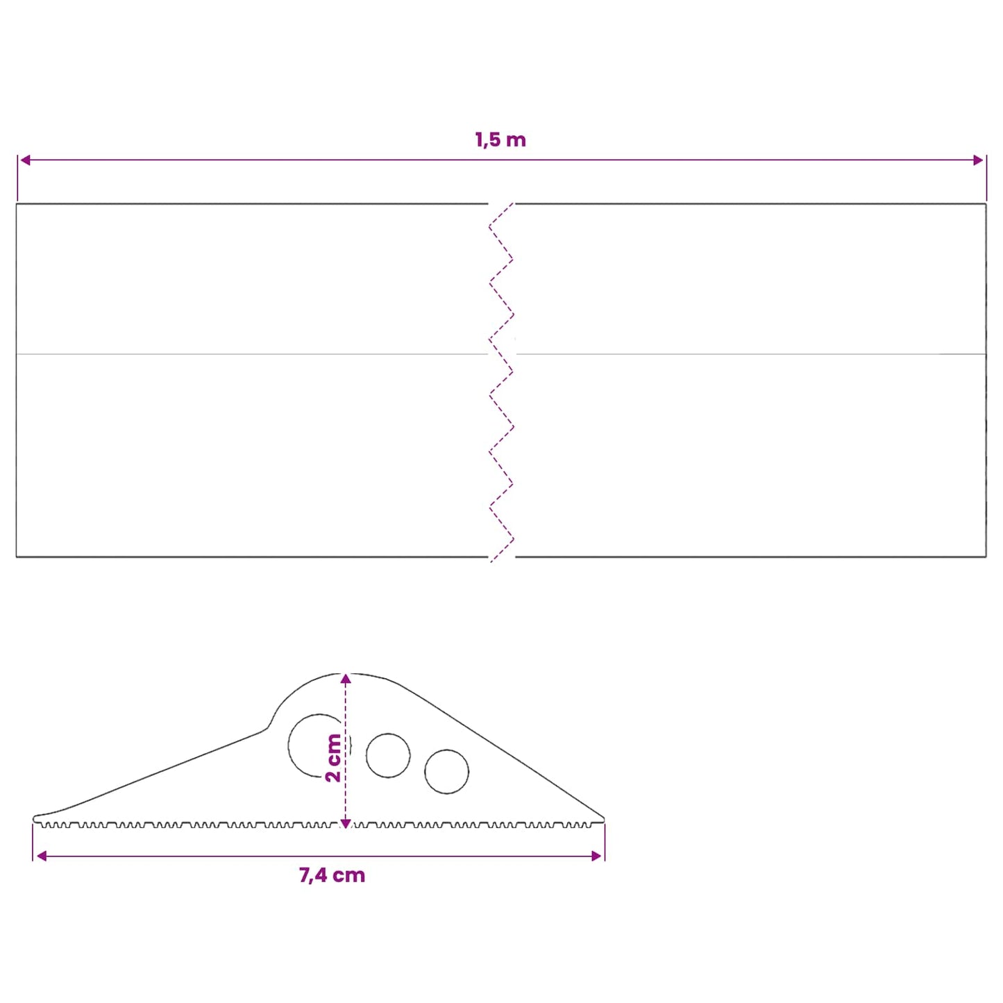Garage Floor Seal Black 74 x 20 mm 1.5 m EPDM Rubber