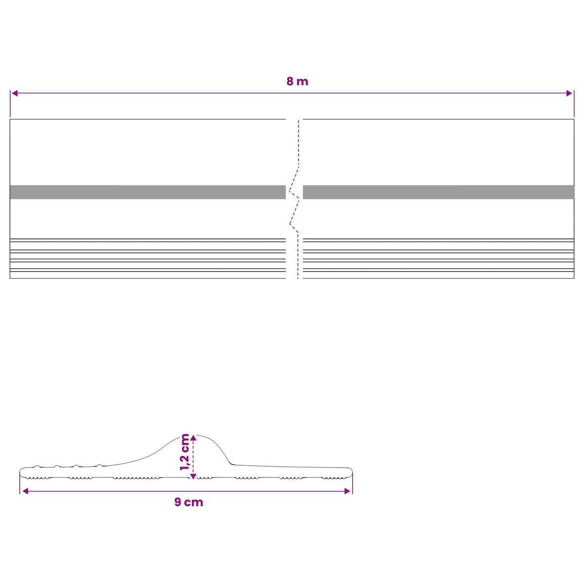 Garage Floor Seal Black and Yellow 12 x 90 mm 8 m PVC