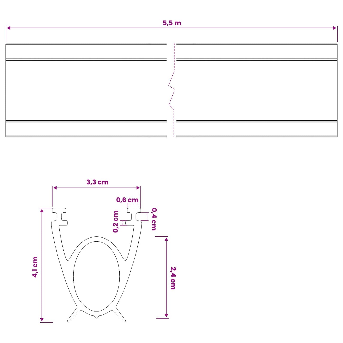 Garage Door Seal Black 41 x 33 mm 5.5 m PVC