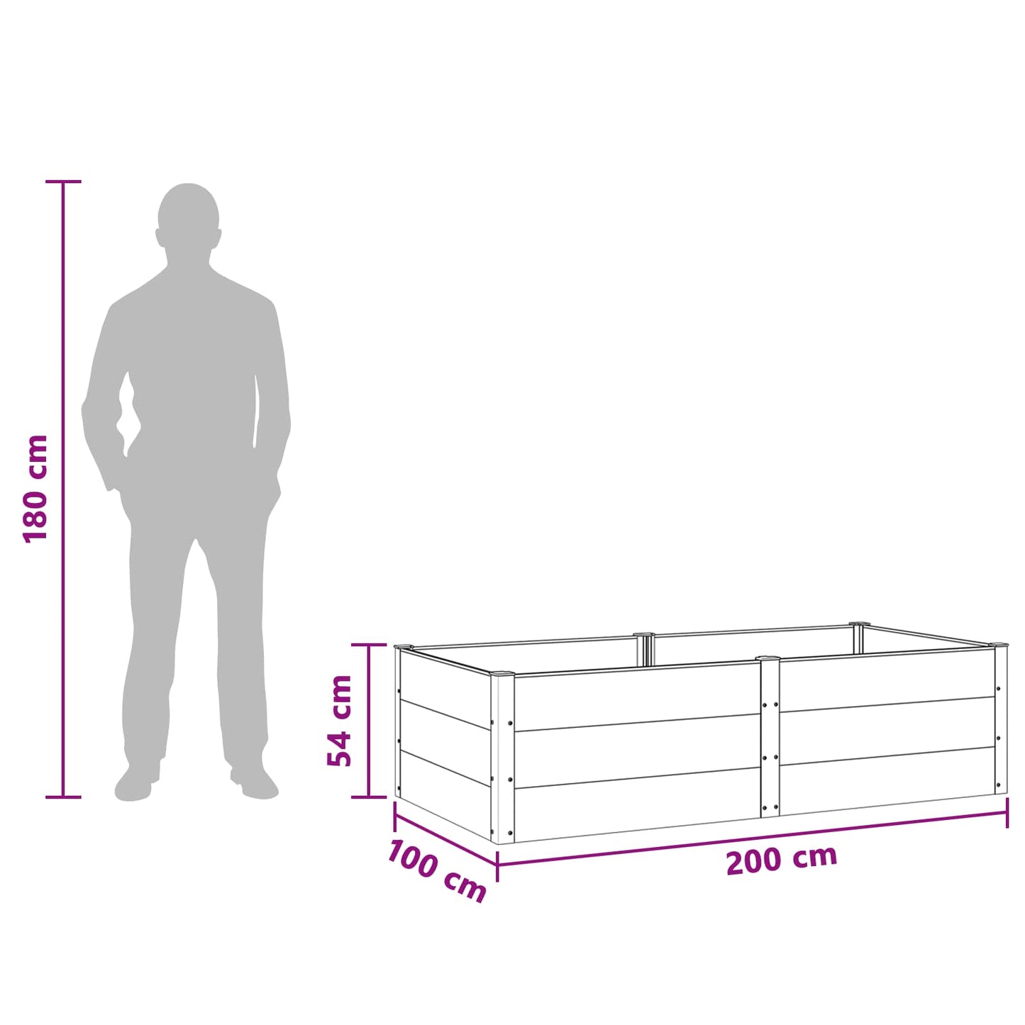 Garden Raised Bed Black 200 x 100 x 54 cm