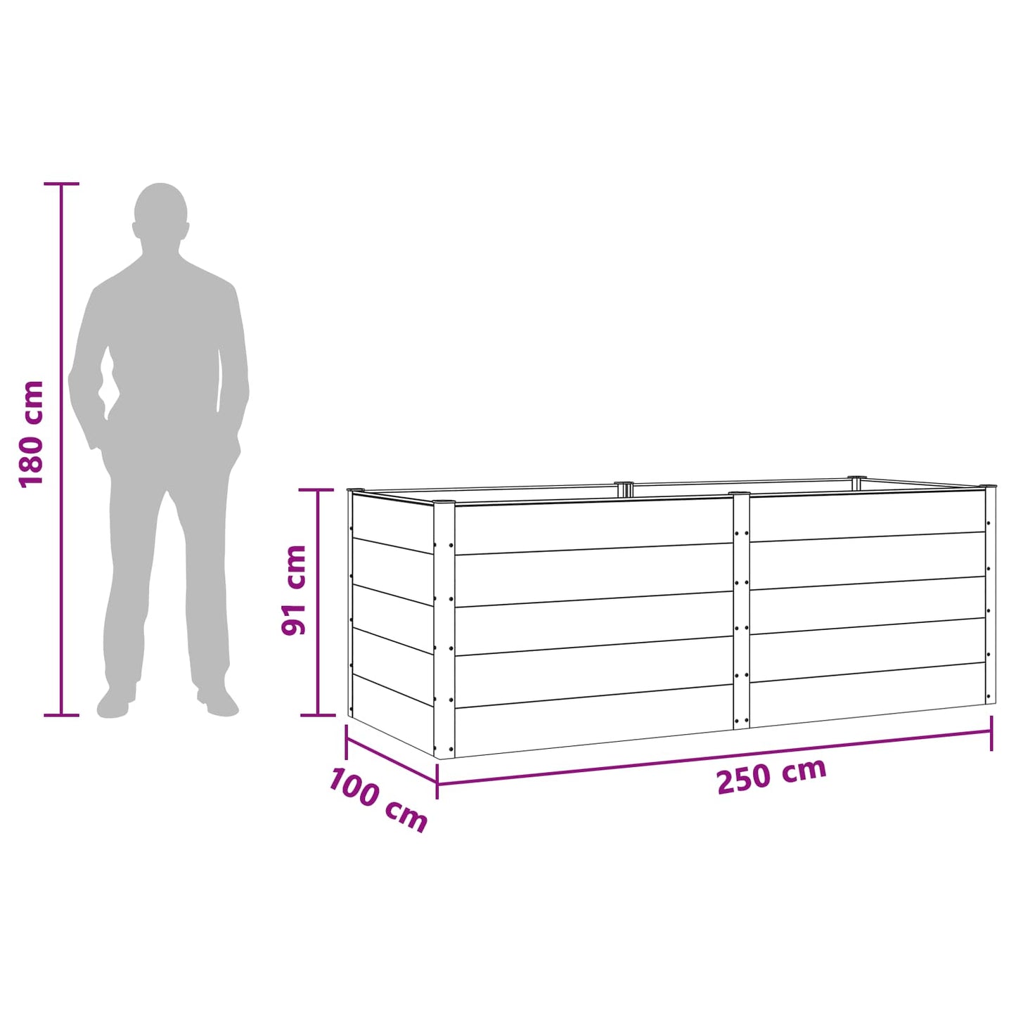 Garden Raised Bed Brown 250 x 100 x 91 cm