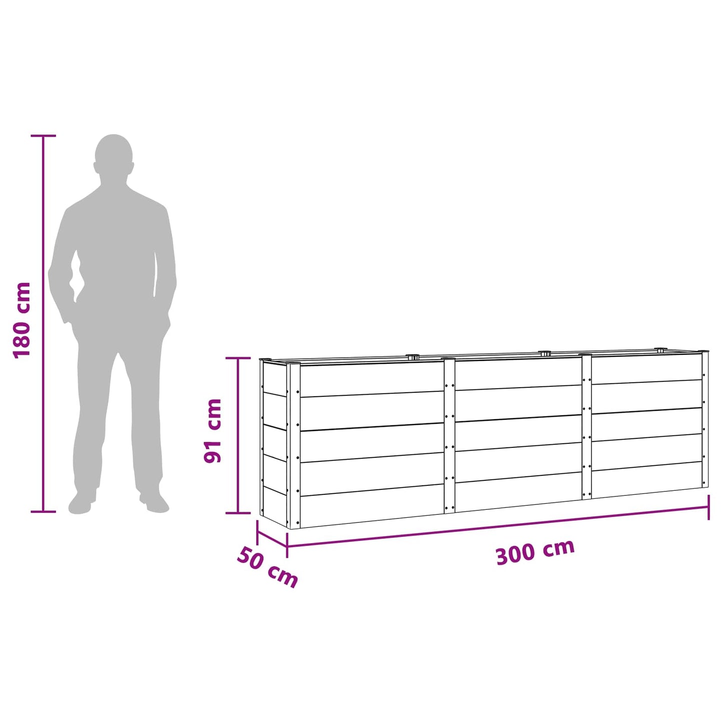 Garden Raised Bed Brown 300 x 50 x 91 cm