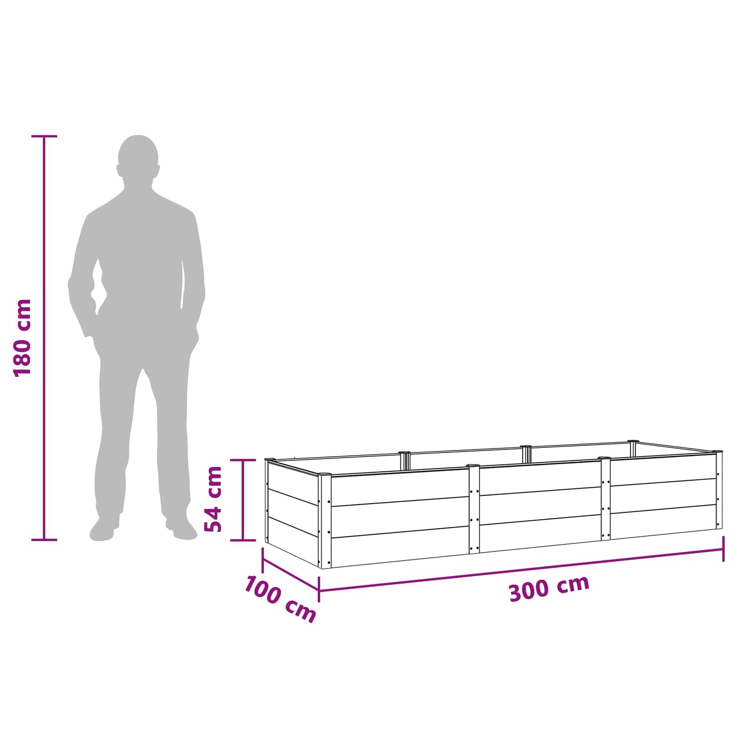 Garden Raised Bed Brown 300 x 100 x 54 cm