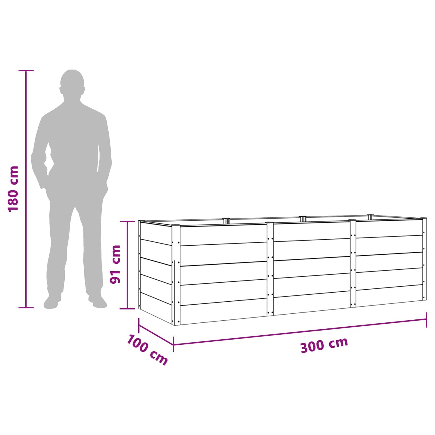 Garden Raised Bed Brown 300 x 100 x 91 cm