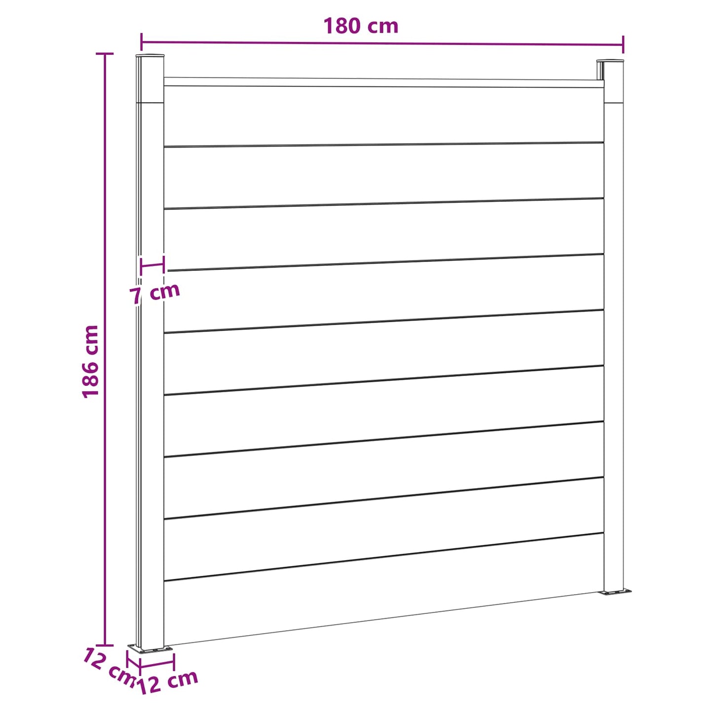 Fence Set 180 x 186 cm WPC and Aluminium Black