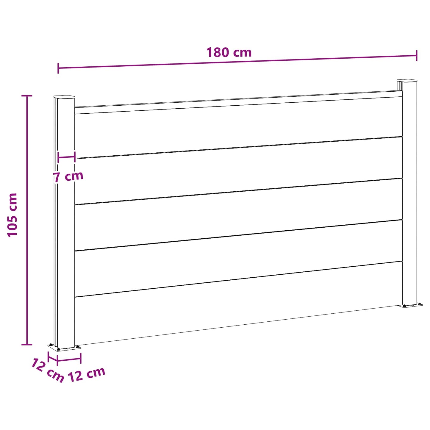 Fence Panel WPC and Aluminium Grey