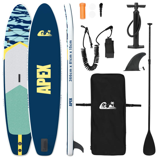 Inflatable Stand Up Paddle Board APEX 366 x 81 x 15 cm Blue for Inflatable Stand Up Paddle Board APEX 366 x 81 x 15 cm Blue for
