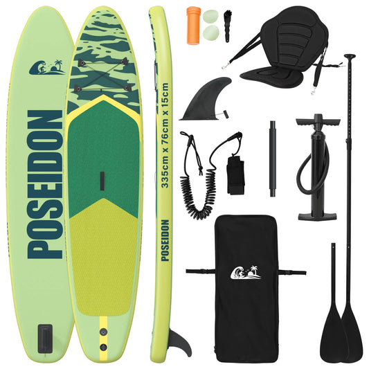 SUP Board with Seat 2-in-1 POSEIDON 335 x 76 x 15 cm Green SUP Board with Seat 2-in-1 POSEIDON 335 x 76 x 15 cm Green