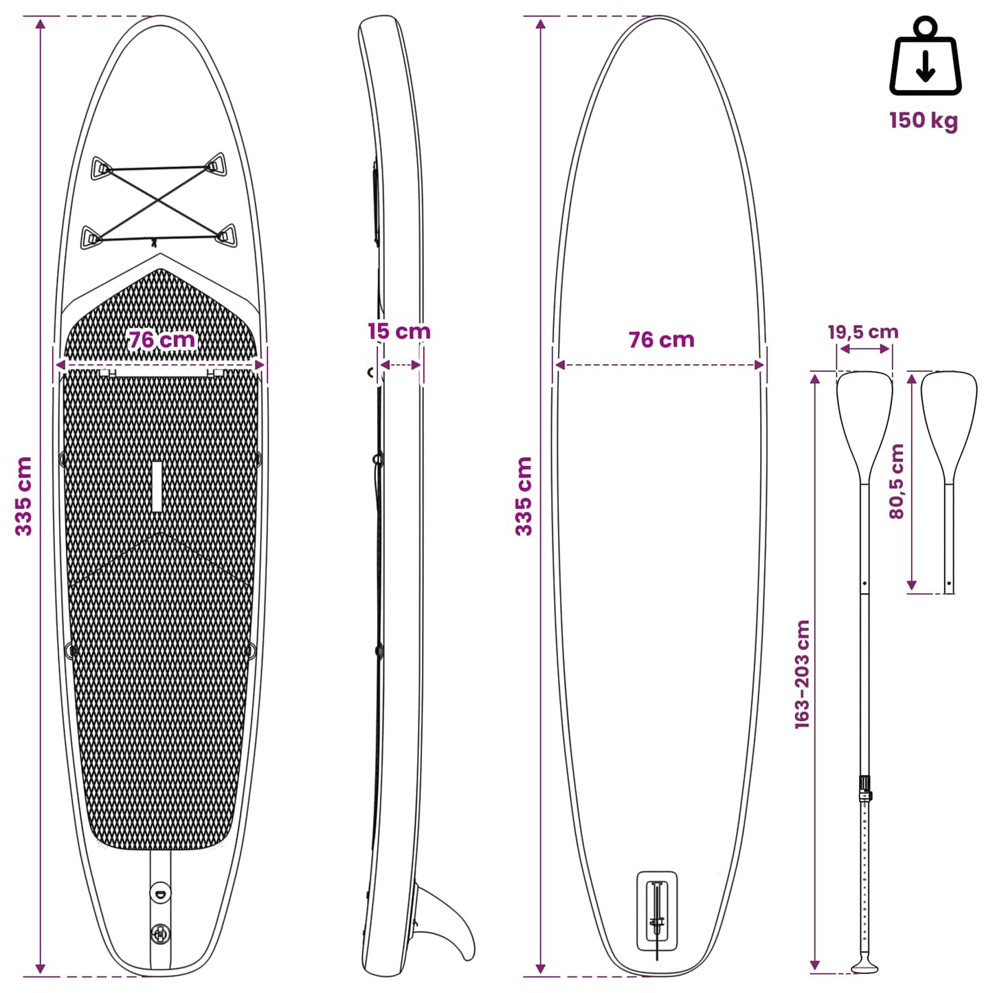 SUP Board with Seat 2-in-1 TRITON 335 x 76 x 15 cm Blue for