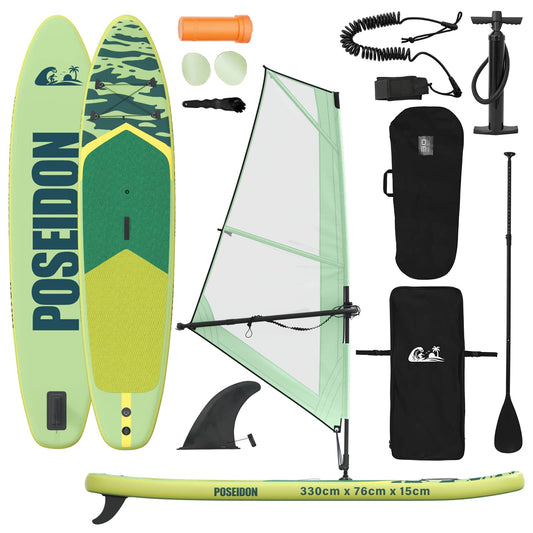 Inflatable SUP Board with Sail POSEIDON 330 x 76 x 15 cm Green Inflatable SUP Board with Sail POSEIDON 330 x 76 x 15 cm Green
