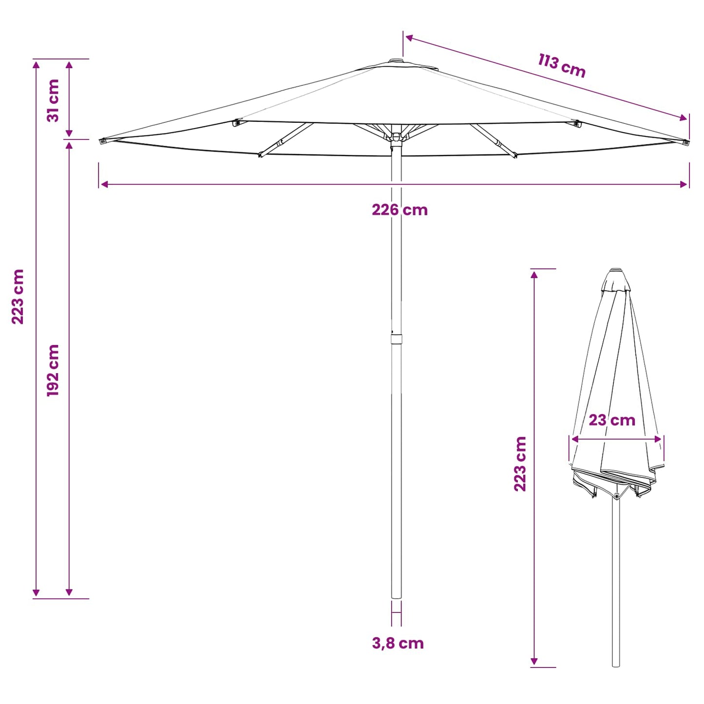 Garden Parasol 230 x 230 cm Polyester Rectangular Anthracite