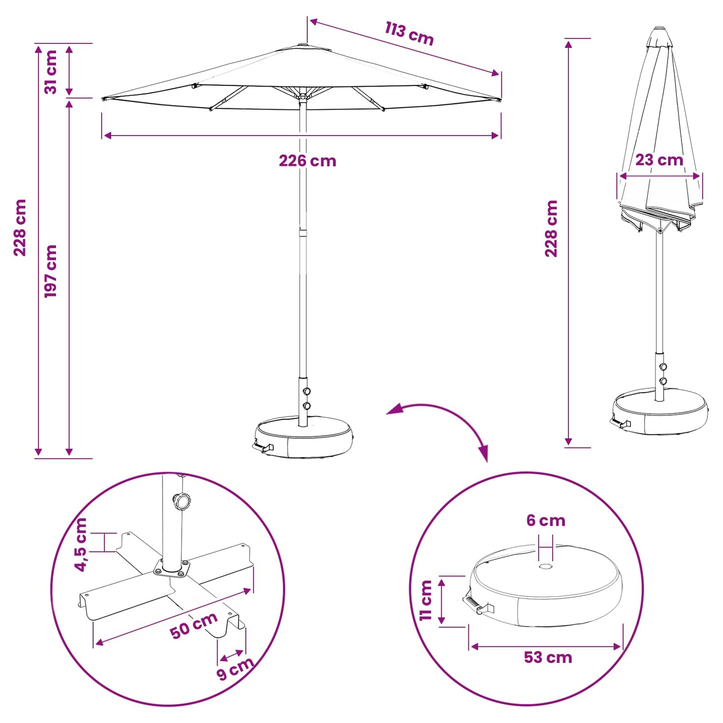 Garden Parasol 230 x 230 cm Polyester Rectangular Taupe