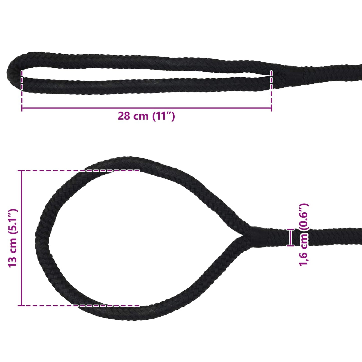 Boat Rope 15 m 1.6 Black Polyester