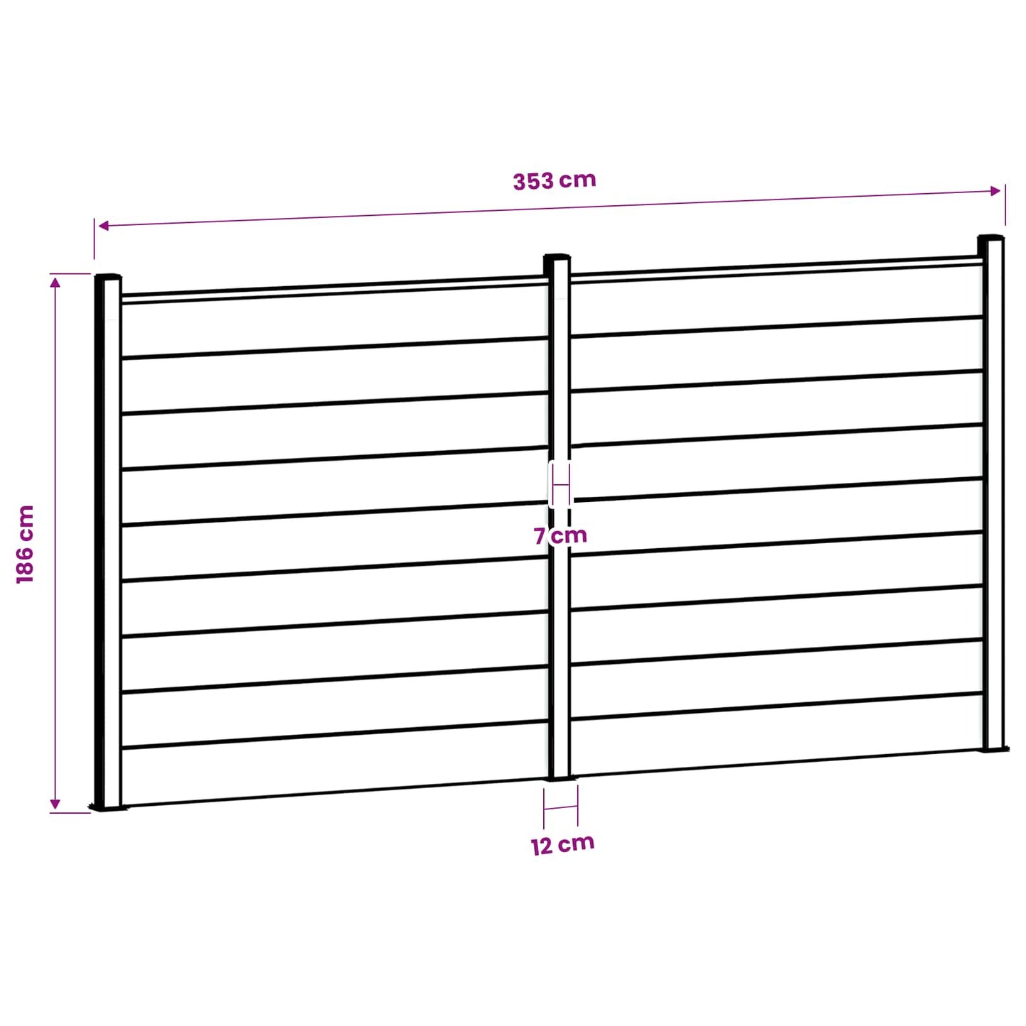 Fence Set 353 x 186 cm WPC and Aluminium Grey