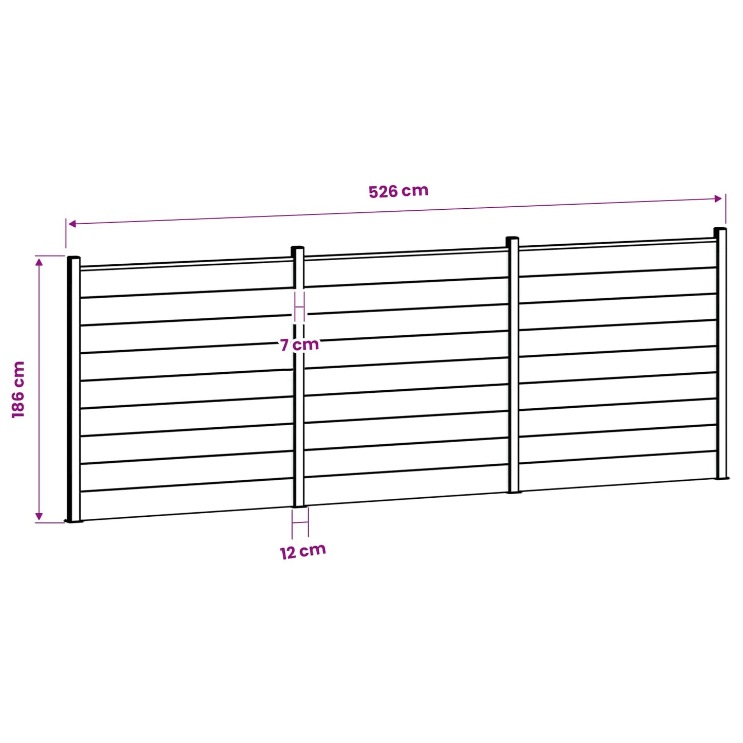 Fence Set 526 x 186 cm WPC and Aluminium Grey