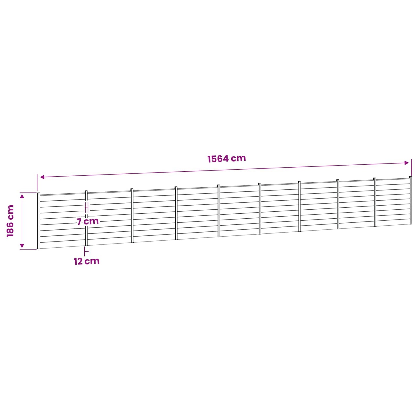 Fence Set 1564 x 186 cm WPC and Aluminium Grey