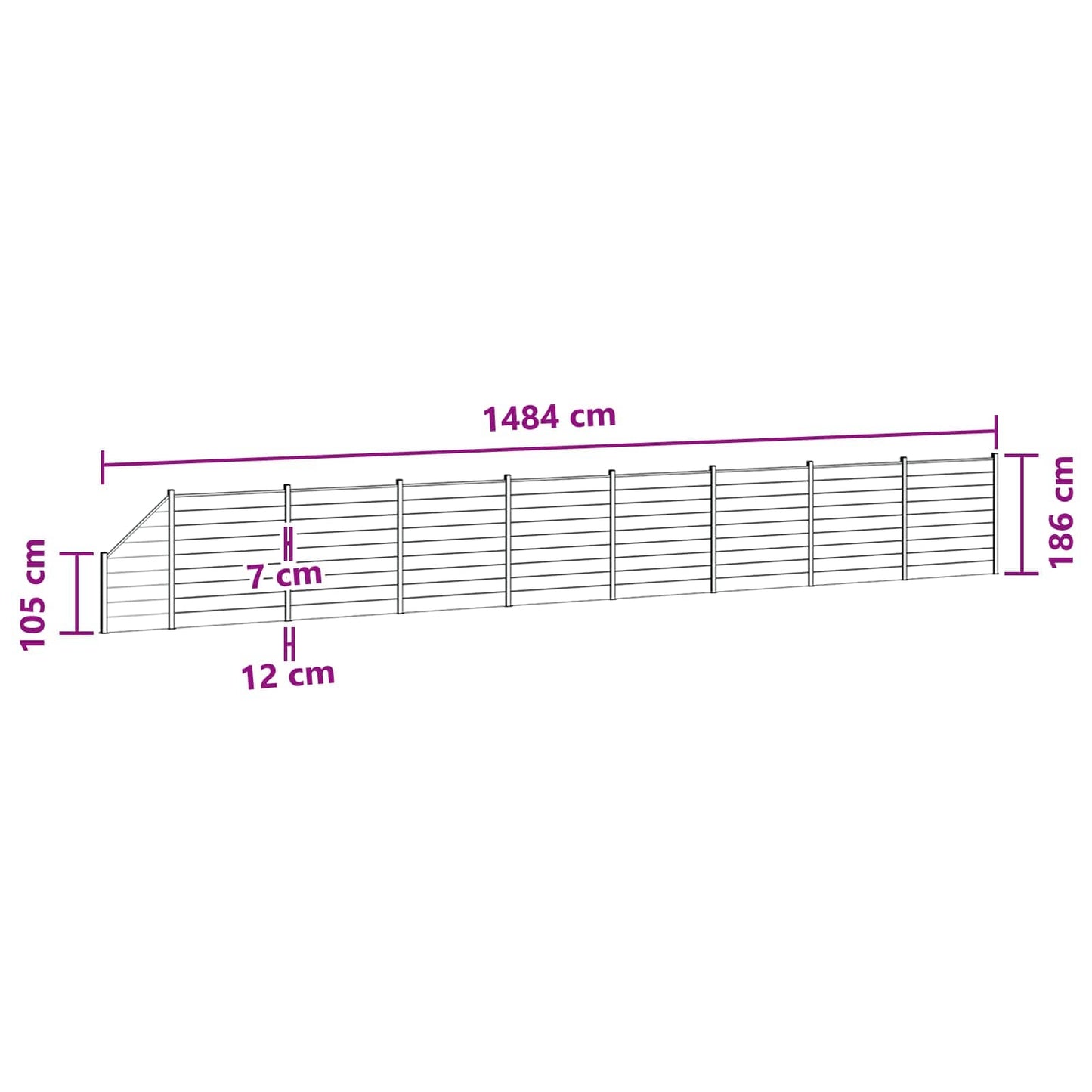 Fence Panel 9 pcs WPC and Aluminium Grey