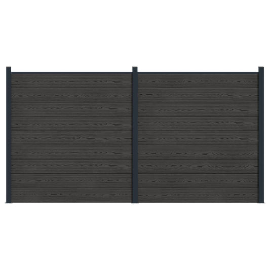 Fence Set 2 pcs 353 x 186 cm WPC and Aluminium Black Fence Set 2 pcs 353 x 186 cm WPC and Aluminium Black