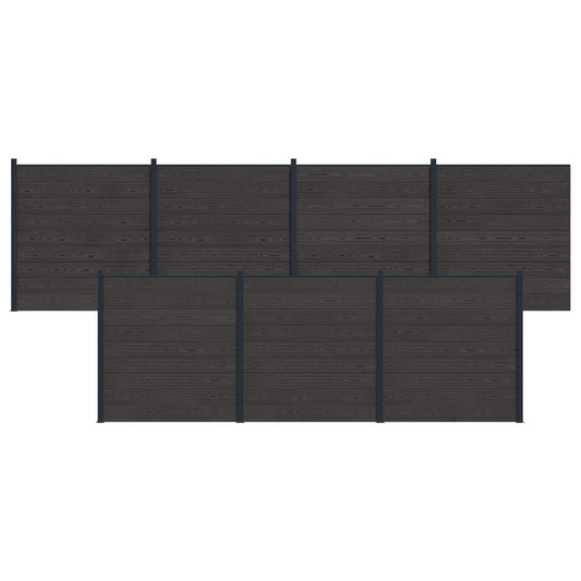 Fence Set 7 pcs 1218 x 186 cm WPC and Aluminium Black Fence Set 7 pcs 1218 x 186 cm WPC and Aluminium Black
