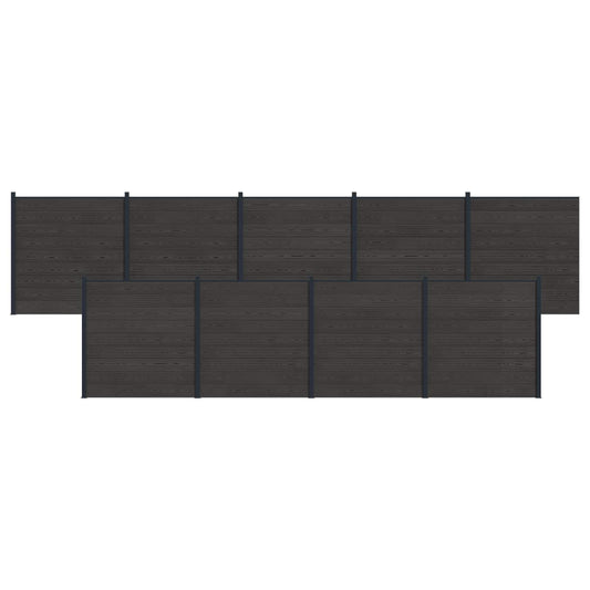 Fence Set 9 pcs 1564 x 186 cm WPC and Aluminium Black Fence Set 9 pcs 1564 x 186 cm WPC and Aluminium Black