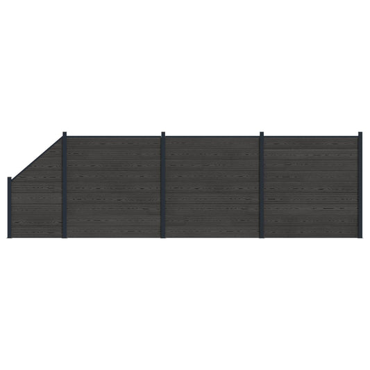 Fence Set 4 pcs 619 x 186 cm WPC and Aluminium Black Fence Set 4 pcs 619 x 186 cm WPC and Aluminium Black