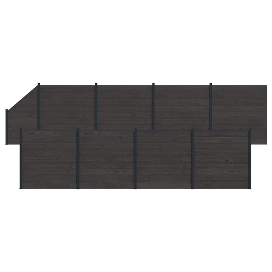 Fence Set 9 pcs 1484 x 186 cm WPC and Aluminium Black Fence Set 9 pcs 1484 x 186 cm WPC and Aluminium Black