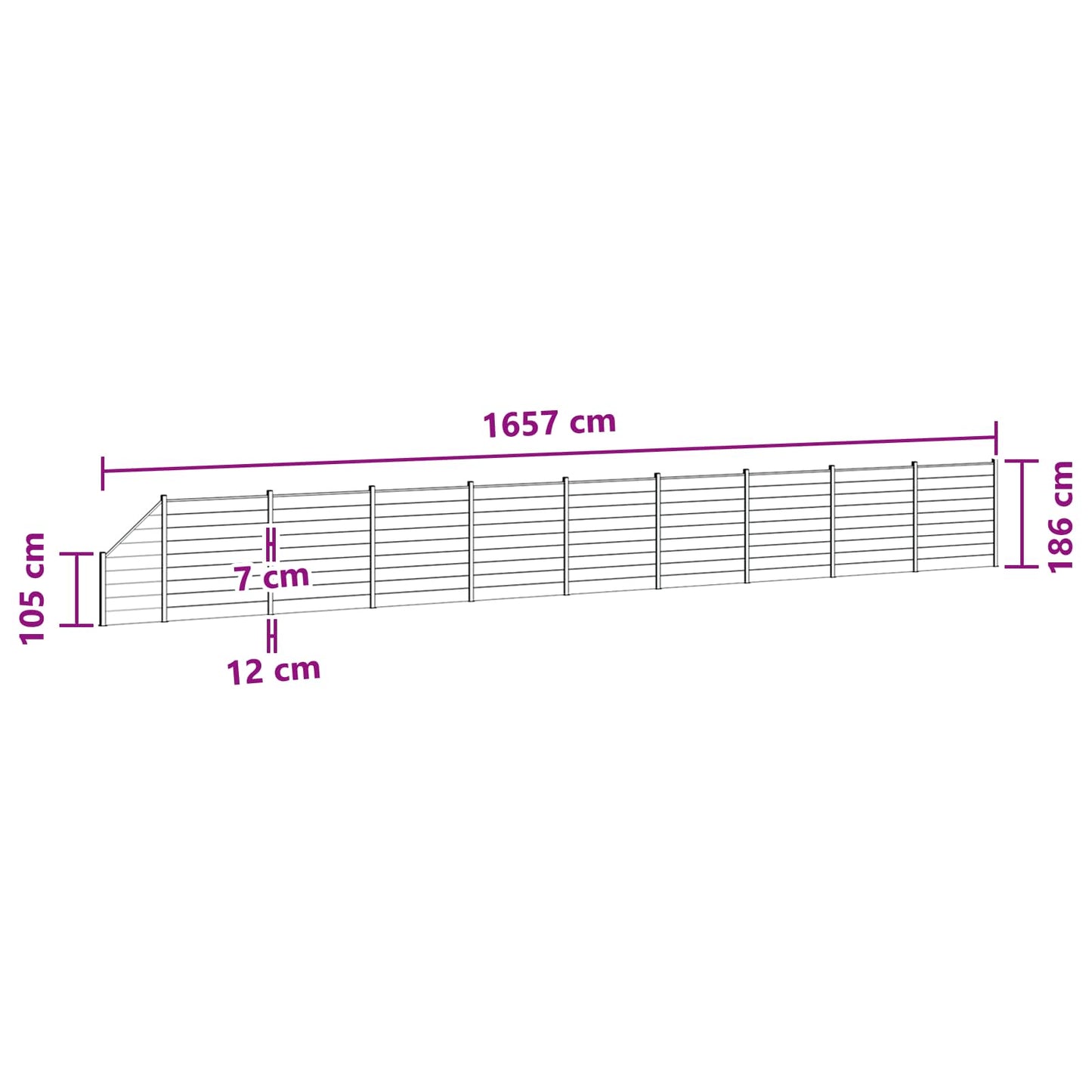 Fence Set 10 pcs 1657 x 186 cm WPC and Aluminium Black