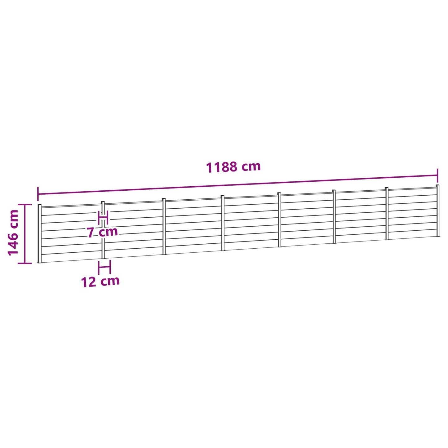 Fence Panel 7 pcs WPC and Aluminium Brown