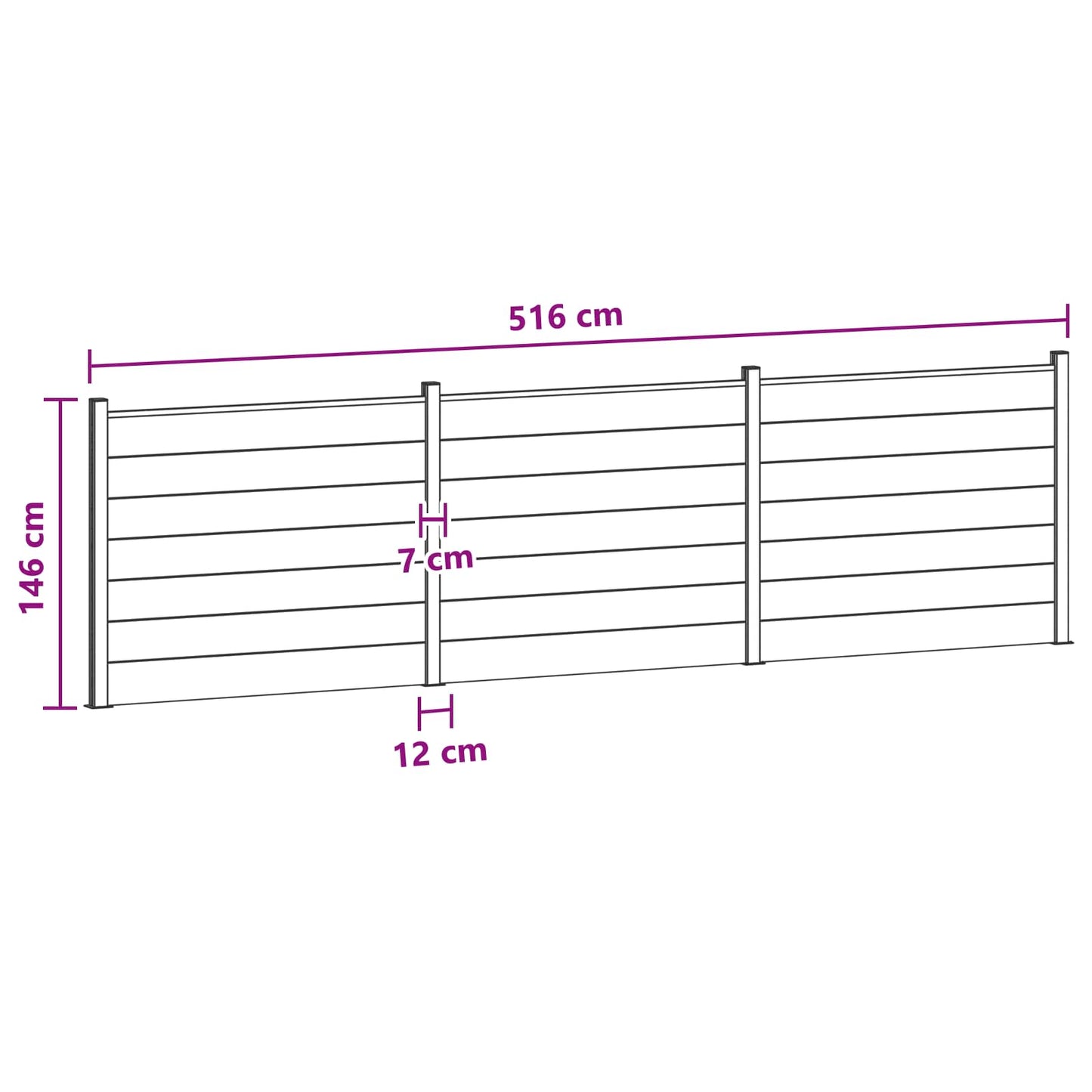 Fence Panel 3 pcs WPC and Aluminium Grey