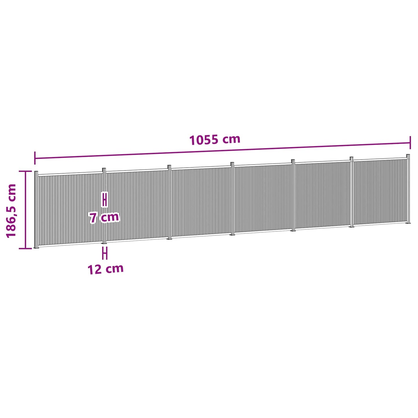 Fence Panel 6 pcs 1055 x 186.5 cm WPC and Aluminium Black