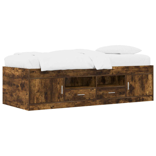 Bed Frame with Storage Smoked Oak 80 x 200 cm Engineered Wood Bed Frame with Storage Smoked Oak 80 x 200 cm Engineered Wood