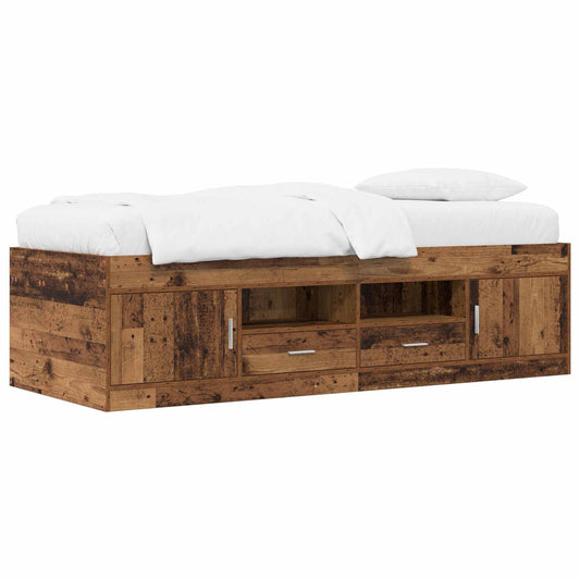 Bed Frame with Storage Old Wood 80 x 200 cm Engineered Wood Bed Frame with Storage Old Wood 80 x 200 cm Engineered Wood