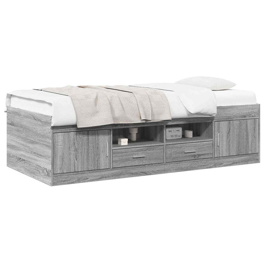 Bed Frame with Storage Grey Sonoma 80 x 200 cm Engineered Wood Bed Frame with Storage Grey Sonoma 80 x 200 cm Engineered Wood