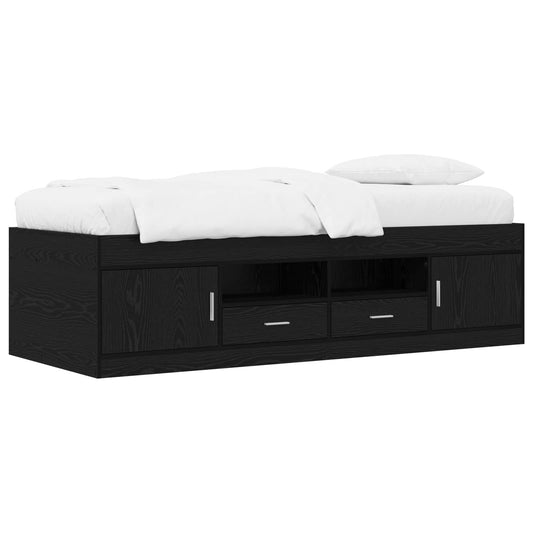 Bed Frame with Storage Black Oak 80 x 200 cm Engineered Wood Bed Frame with Storage Black Oak 80 x 200 cm Engineered Wood